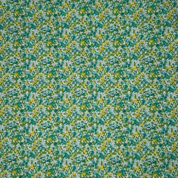 Green, Blue & Yellow Small Floral Cotton Fabric - Over 3/4 Yard - Blender - Picture 2 of 7